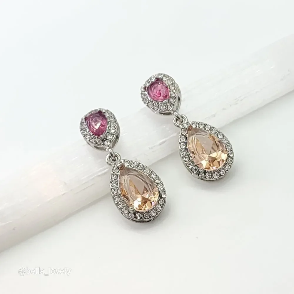 Morganite Ruby Drop Dangle Stud Earrings Jewelry Gift